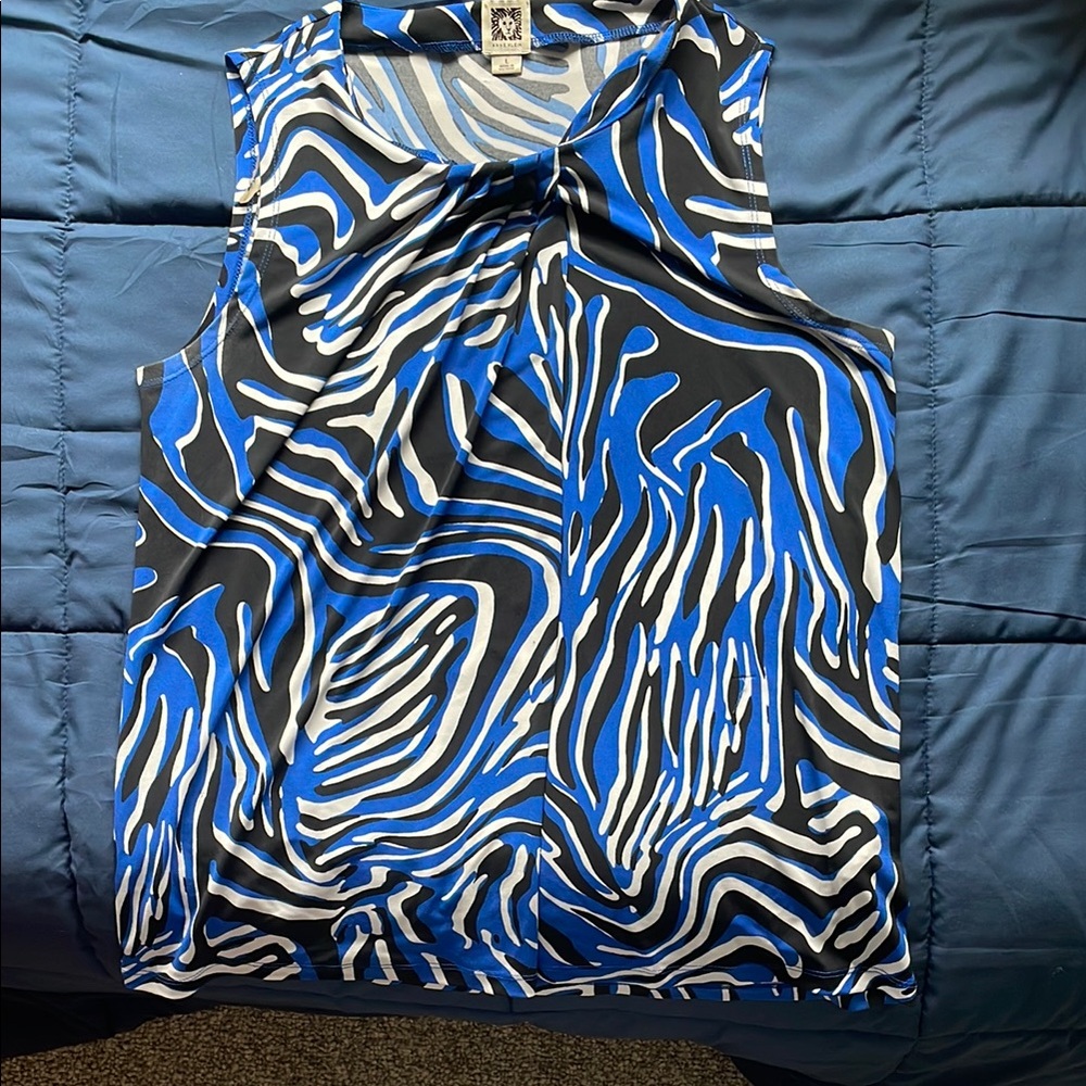 Blue and Black Zebra Print Sleeveless Top